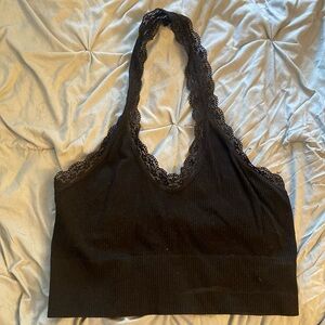 Black Lace halter crop top